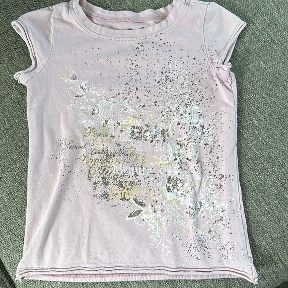 Rose Pink Girls Cap Sleeve T-shirt Size 4 - Picture 1 of 4